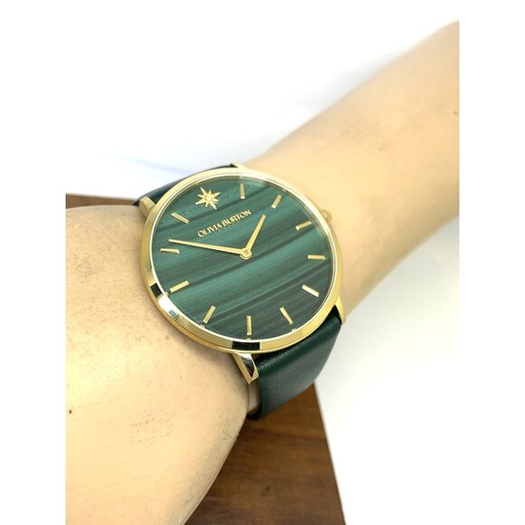Olivia Burton Women\'s Watch 24000067 Quartz Gold Green Dial Leather Strap 40mm main image 6